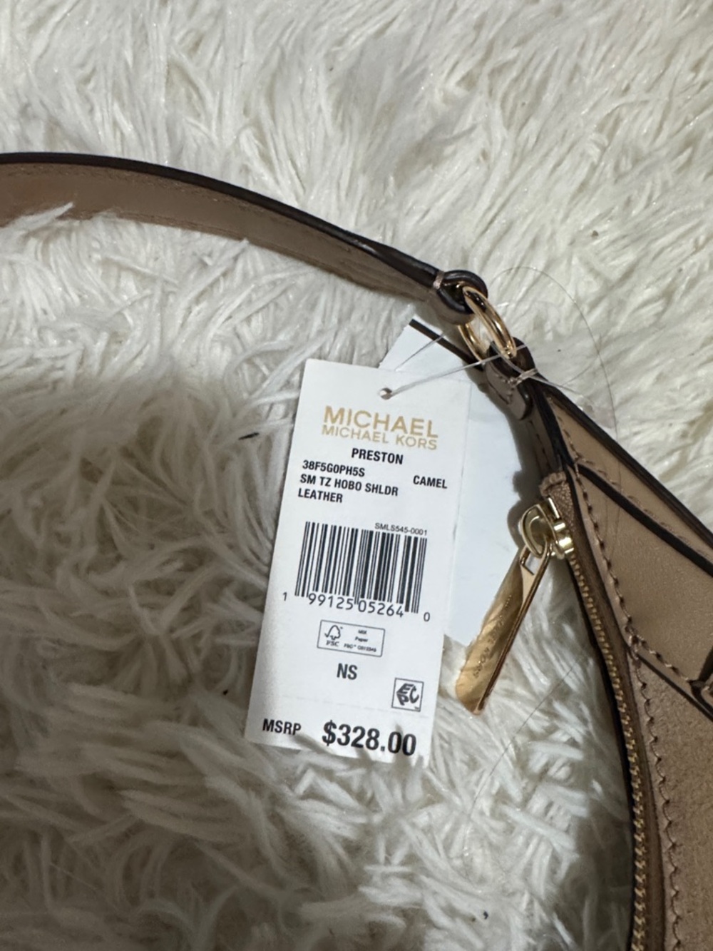 MICHAEL KORS Mocha Suede Hobo Shoulder Bag with Gold Logo - Picture 2 of 3